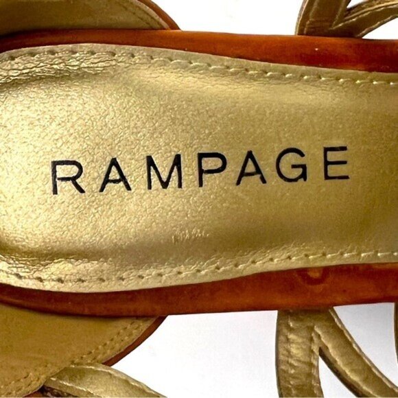 RAMPAGE Sandals Womens 9.5 Brown Strappy Ankle Block Heel Back Zip - Picture 2 of 11